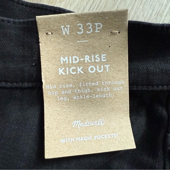 Madewell Women’s Mid-Rise Kick Out Crop Jeans 33 Black NWT - Picture 4 of 6